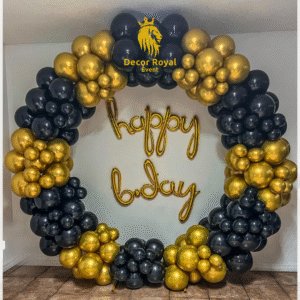 Birthday Balloon Decoration in Kolkata – Luxury Black & Gold Balloon Ring