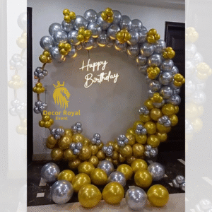 Birthday Balloon Decoration in Kolkata – Modern Birthday Decor with Gold and Silver Balloons