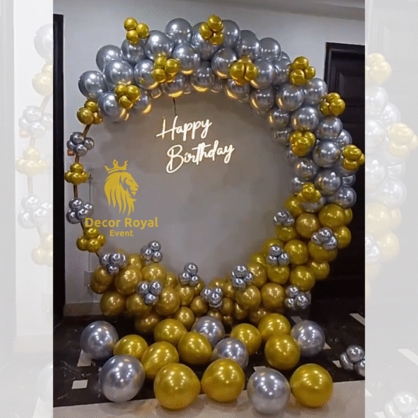 Birthday Balloon Decoration in Kolkata – Modern Birthday Decor with Gold and Silver Balloons