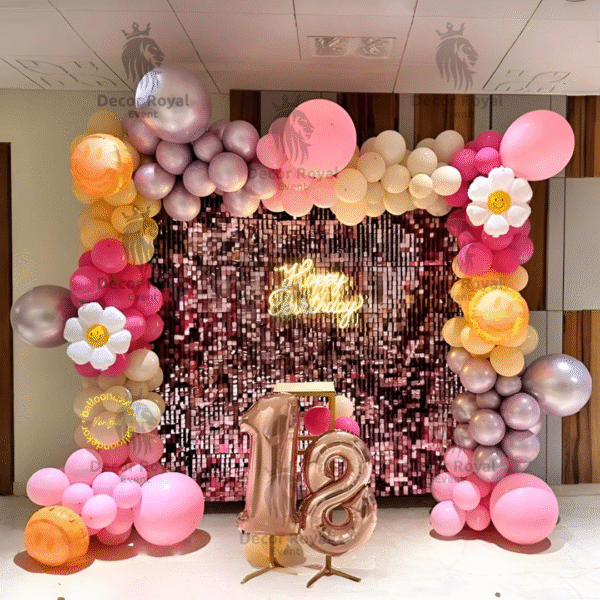 Birthday Balloon Decoration in Kolkata – 18th Birthday Rose Gold Backdrop (2)