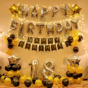 Birthday Balloon Decoration in Kolkata – 18th Birthday Silver & Gold Decor
