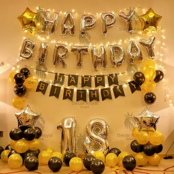 Birthday Balloon Decoration in Kolkata – 18th Birthday Silver & Gold Decor