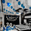 Birthday Balloon Decoration in Kolkata – 20th Birthday Blue & Silver Decor