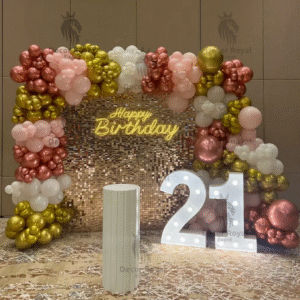 Birthday Balloon Decoration in Kolkata – 21st Birthday Sequin Backdrop