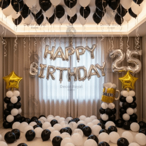 Birthday Balloon Decoration in Kolkata – 25th Birthday Black & White Decor