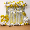 Birthday Balloon Decoration in Kolkata – 25th Birthday Gold & Silver Decor