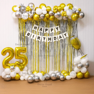 Birthday Balloon Decoration in Kolkata – 25th Birthday Gold & Silver Decor