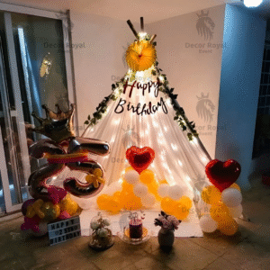 Birthday Balloon Decoration in Kolkata – 25th Birthday Teepee Tent Surprise Decor