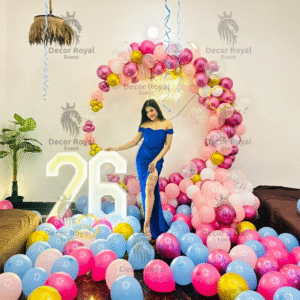 Birthday Balloon Decoration in Kolkata – 26th Birthday Pink & Blue Decor