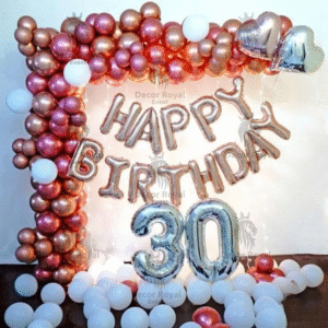 Birthday Balloon Decoration in Kolkata – 30th Birthday Rose Gold Decor