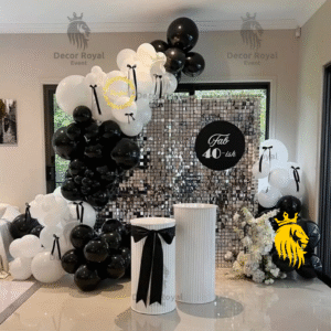 Birthday Balloon Decoration in Kolkata – 40th Birthday Black & White Decor