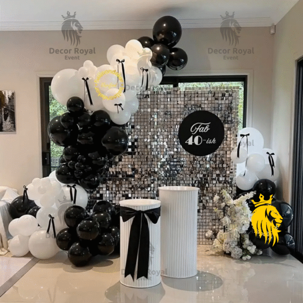 Birthday Balloon Decoration in Kolkata – 40th Birthday Black & White Decor