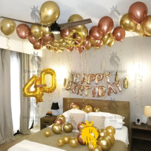 Birthday Balloon Decoration in Kolkata – 40th Birthday Golden Balloon Decor