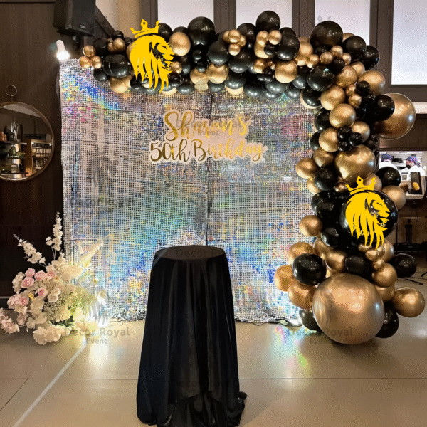 Birthday Balloon Decoration in Kolkata – 50th Birthday Black & Gold Decor