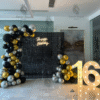 Birthday Balloon Decoration in Kolkata – Black & Gold 16th Birthday Decor