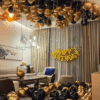 Birthday Balloon Decoration in Kolkata – Black & Gold Birthday Room Decor (2)