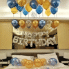 Birthday Balloon Decoration in Kolkata – Blue & Gold Birthday Room Decor