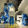 Birthday Balloon Decoration in Kolkata – Blue & Silver Balloon Backdrop