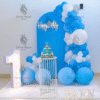 Birthday Balloon Decoration in Kolkata – Blue & White 1st Birthday Decor