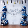 Anniversary Balloon Decoration in Kolkata – Blue and Silver Star Anniversary Decor