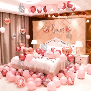 Anniversary Balloon Decoration in Kolkata – Blush Pink Romantic Room Decor