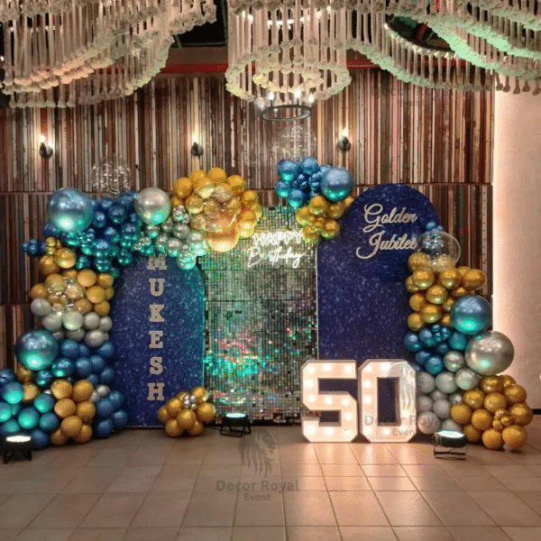 Birthday Balloon Decoration in Kolkata – Golden Jubilee Balloon Decor