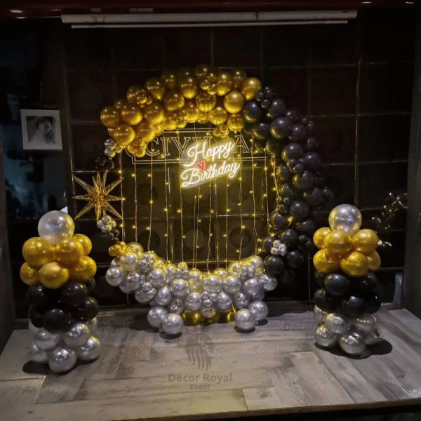 Birthday Balloon Decoration in Kolkata – Golden & Silver Birthday Decor