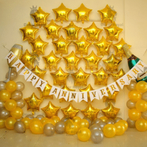 Anniversary Balloon Decoration in Kolkata – Golden Star Anniversary Decor