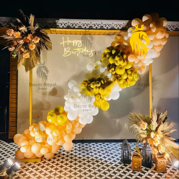 Birthday Balloon Decoration in Kolkata – Golden & White Birthday Balloons
