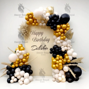 Birthday Balloon Decoration in Kolkata – Golden & White Birthday Decor