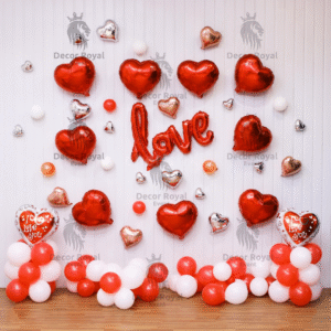 Anniversary Balloon Decoration in Kolkata – Love Red Hearts Anniversary Decor