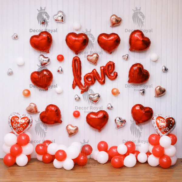 Anniversary Balloon Decoration in Kolkata – Love Red Hearts Anniversary Decor