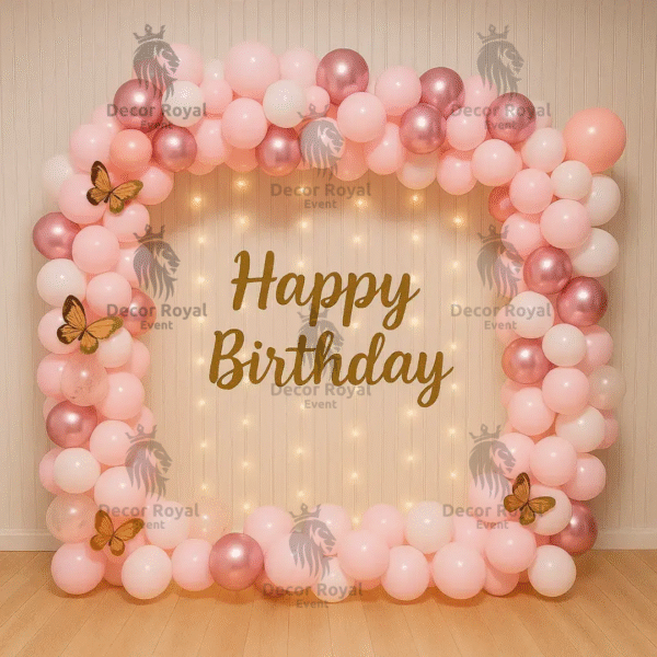 Birthday Balloon Decoration in Kolkata – Pink Butterfly Balloon Decor