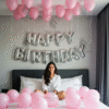 Birthday Balloon Decoration in Kolkata – Pink & Silver Birthday Decor