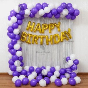 Birthday Balloon Decoration in Kolkata – Purple & Gold Birthday Decor