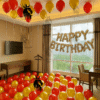 Birthday Balloon Decoration in Kolkata – Red & Gold Birthday Room Decor