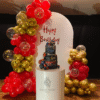Birthday Balloon Decoration in Kolkata – Red & Golden Balloon Backdrop