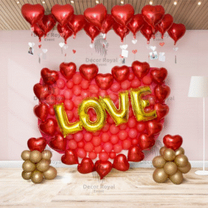 Anniversary Balloon Decoration in Kolkata – Red Heart LOVE Balloon Decor
