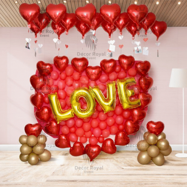 Anniversary Balloon Decoration in Kolkata – Red Heart LOVE Balloon Decor