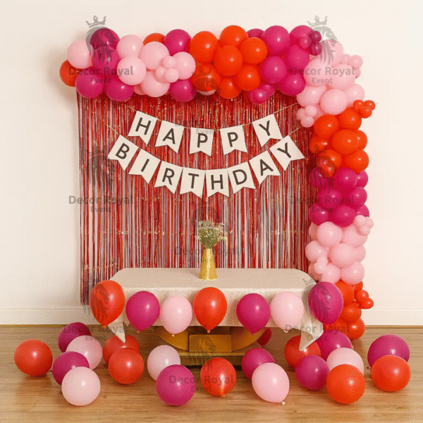 Birthday Balloon Decoration in Kolkata – Red & Pink Birthday Decor