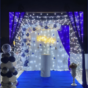 Rooftop Blue Birthday Decor – Birthday Balloon Decoration in Kolkata