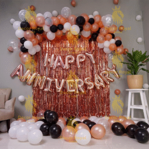Anniversary Balloon Decoration in Kolkata – Rose Gold Anniversary Balloon Decor