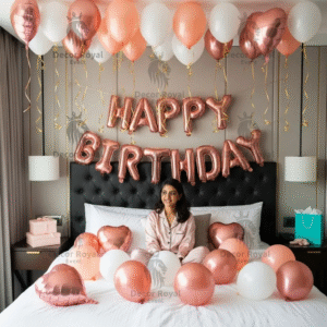 Rose Gold Birthday Room Decor (2) – Birthday Balloon Decoration in Kolkata