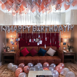 Rose Gold Birthday Room Decor – Birthday Balloon Decoration in Kolkata