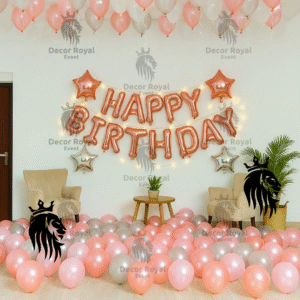 Rose Gold Birthday Room Decor – Birthday Balloon Decoration in Kolkata