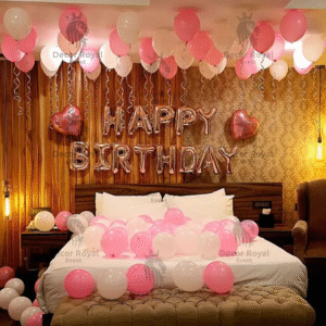 Rose Gold Birthday Room Surprise – Birthday Balloon Decoration in Kolkata