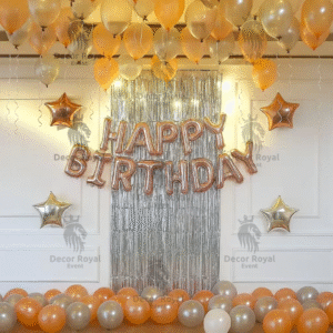 Rose Gold & Silver Birthday Decor – Birthday Balloon Decoration in Kolkata