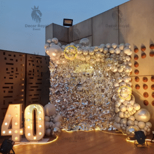Silver 40th Birthday Party Decor – Birthday Balloon Decoration in Kolkata