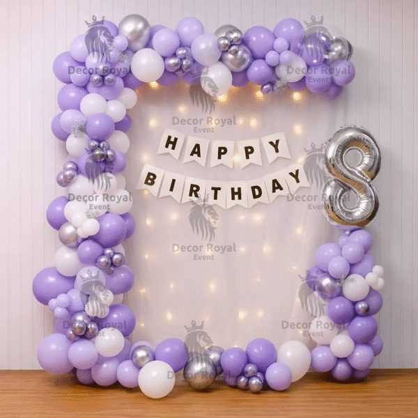 Silver & Purple Birthday Balloons – Birthday Balloon Decoration in Kolkata