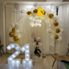 White & Gold 21st Birthday Decor – Birthday Balloon Decoration in Kolkata